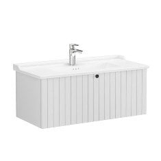 Vitra Root Groove 69402 Lavabo Dolabı, Tek Çekmeceli, 100 Cm, Mat Açık Gri, Klasik Lavabolu